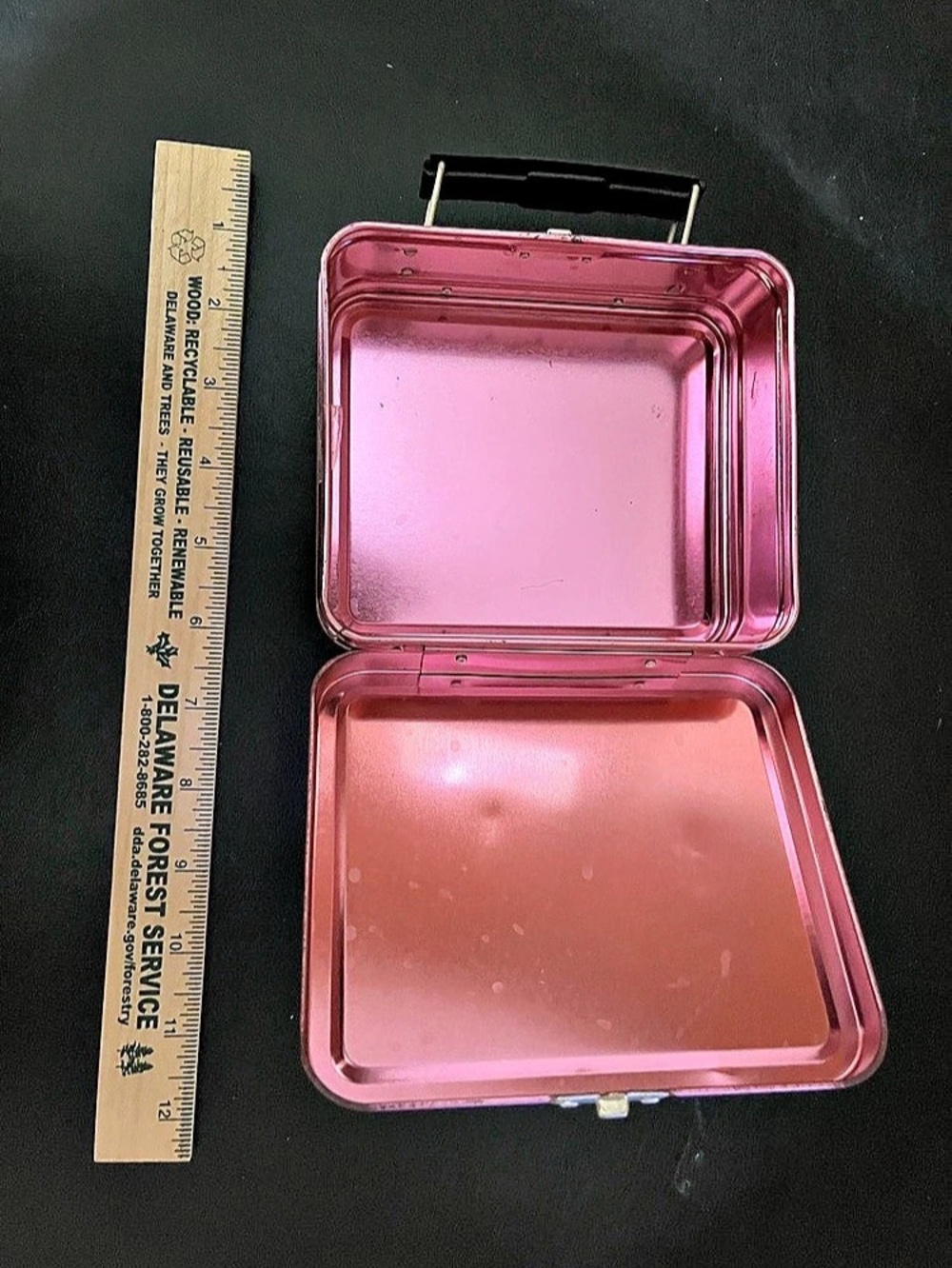 Pink Metal Miniature Lunchbox with Mirror